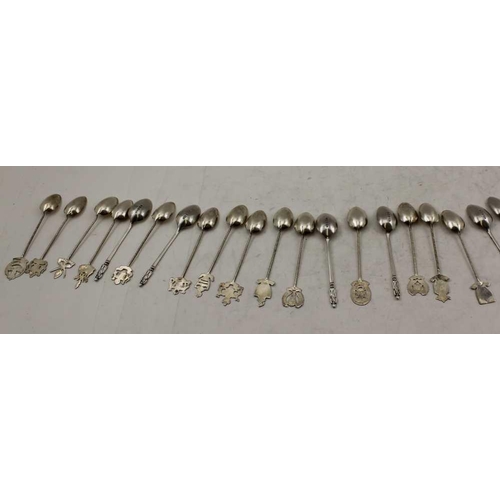 68 - A COLLECTION OF FOURTEEN MALAYSIAN SILVER TEASPOONS together with a set of six silver apostle spoons... 