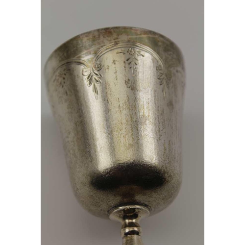 76 - CHARLES S. GREEN & CO. LTD A SET OF SIX SILVER GOBLETS, engraved borders to the partially matted bow... 