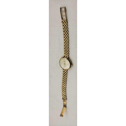 83 - A 9CT GOLD LADY'S 'ROTARY' WRISTWATCH on bracelet strap, the dial with baton markers, gross weight; ... 