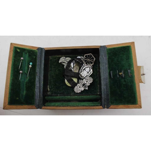 87 - THREE VARIOUS JEWELLERY BOXES CONTAINING AN ASSORTMENT OF COSTUME JEWELLERY, to include a pearl neck... 