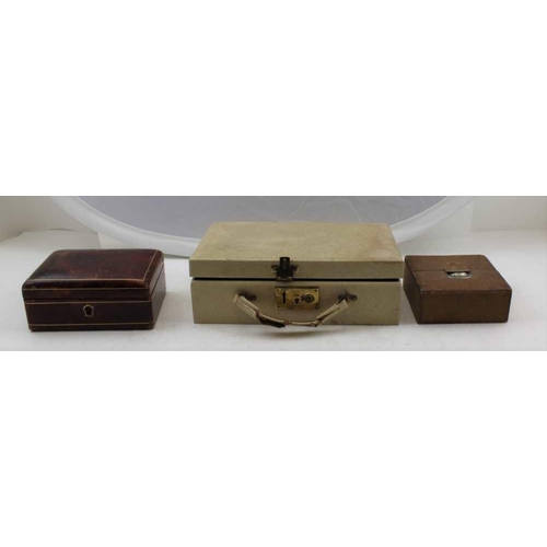 87 - THREE VARIOUS JEWELLERY BOXES CONTAINING AN ASSORTMENT OF COSTUME JEWELLERY, to include a pearl neck... 