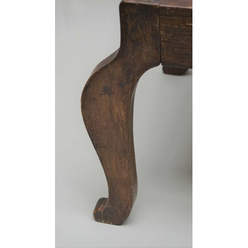 269 - A 20TH CENTURY LONG OAK FRAMED STOOL, with crewel work upholstered top together with one other small... 