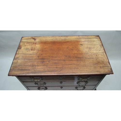 292 - A GEORGE III MAHOGANY DRESSING CHEST, the top drawer fitted six small lidded compartments over three... 