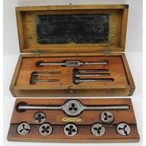 A WOODEN CASED TAP AND DIE SET Morse Twist Drill and Machine Co