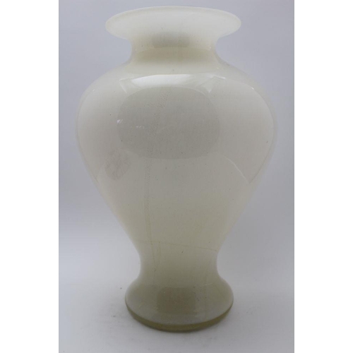 118 - A Barovier and Toso Murano glass vase, opaque white with gold flecks, of baluster form, signed to ba... 