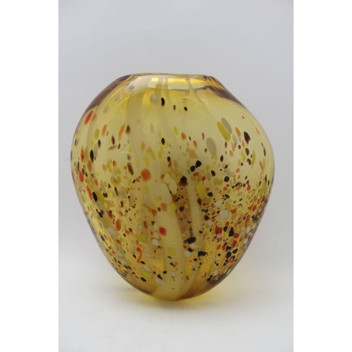 130 - A mid-20th century Italian Murano Art glass vase, amber with speckled decoration, 29cm high 