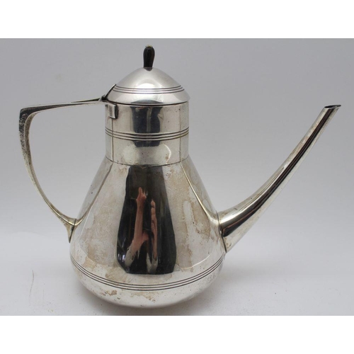 18 - An early 20th century WMF Secessionist style silver plated coffee pot, in the manner of Peter Behren... 