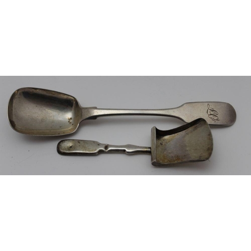 20 - Richard Britton, an early Victorian silver jam spoon, fiddle pattern, monogrammed, London 1839, a Ge... 