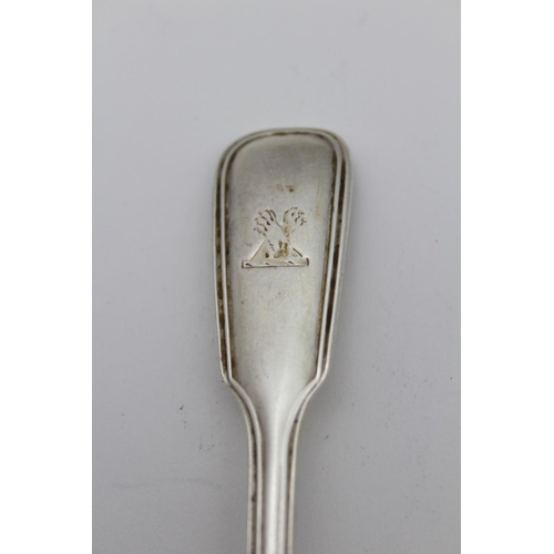 51 - John Aldwinckle and Thomas Slater, a set of twelve fiddle & thread pattern silver dessert spoons, cr... 