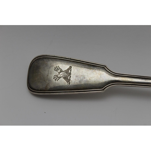 54 - John Aldwinckle and Thomas Slater, a silver fiddle & thread pattern basting spoon, crested with cros... 