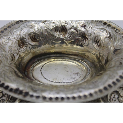 7 - An early 18th century Dutch silver plated oval bowl, applied cast handles, repousse bird and acanthu... 