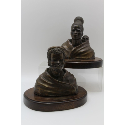 Pierre Van Ryneveld A pair of bronze busts 'Zulu Nduna', & 'Zulu Woman ...