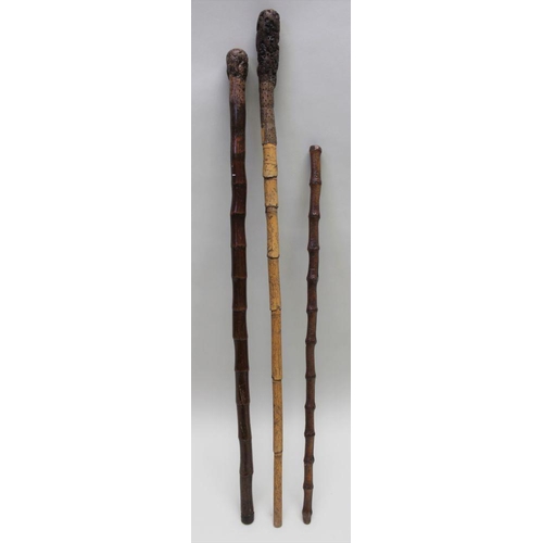 Two Victorian Bamboo walking canes and a bamboo swagger stick / crop (3)