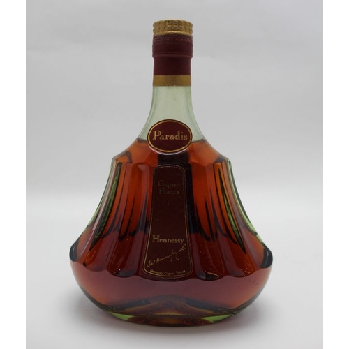 Hennessy Le Paradis Cognac in decanter bottle with presentation box retaining invitation card