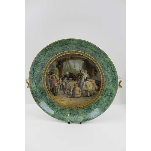 103 - A 19th century Pratt ware pottery comport with malachite border, the central scene after Mulready of... 