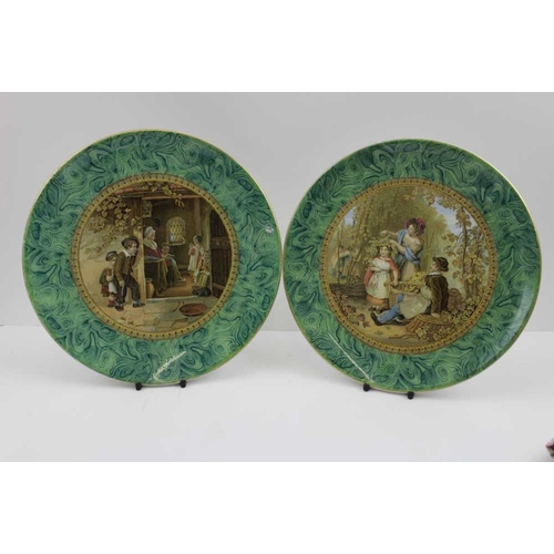 103 - A 19th century Pratt ware pottery comport with malachite border, the central scene after Mulready of... 