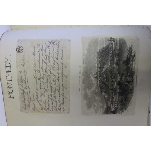 114 - A 19th century album cataloguing the events of the Franco-Prussian war, includes telegrams, one from... 