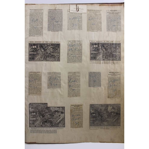 115 - A large album of newspaper articles relating to Airforce activity in WWI, the front board of the hal... 