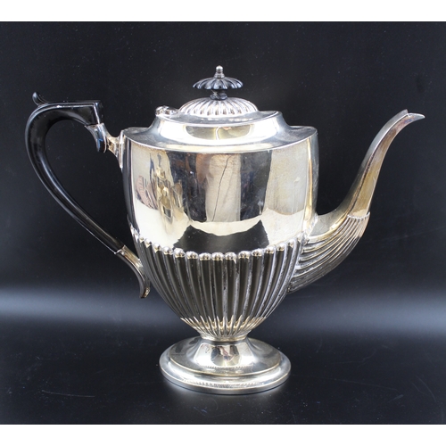 18 - An EPNS four piece tea & coffee service of Georgian design, comprising; tea & coffee pot, sugar bowl... 