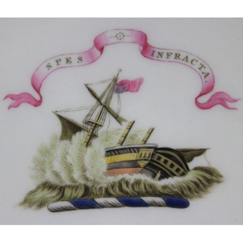 95 - An early 19th century Worcester Flight, Barr & Barr porcelain plate, hand painted crest of a ship, i... 