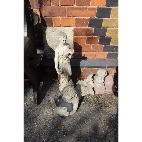 Three cast concrete garden ornaments