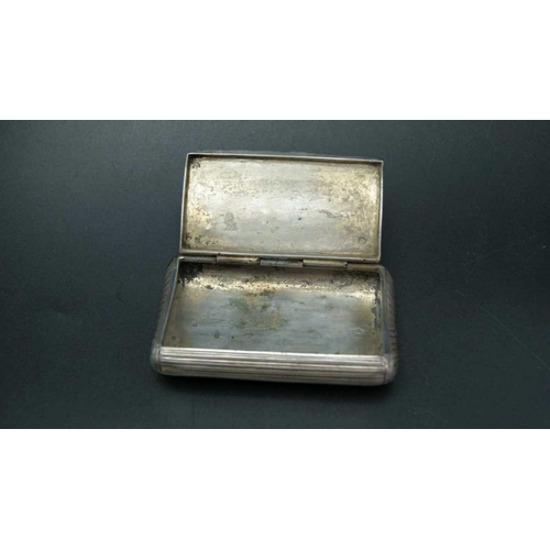 112 - A 19th century Dutch white metal snuff box, the hinged lid engraved with a grazing cow, bears a date... 