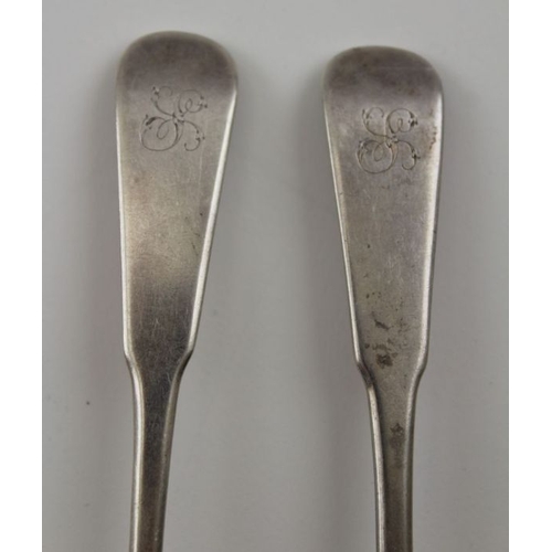 126 - William Jamieson of Aberdeen, A pair of Georgian Scottish Provincial dessert spoons, with monogramme... 