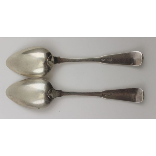 126 - William Jamieson of Aberdeen, A pair of Georgian Scottish Provincial dessert spoons, with monogramme... 