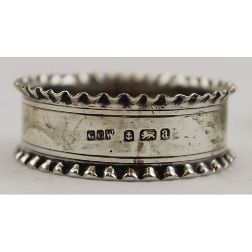 138 - A set of six late Victorian silver napkin rings, fluted edges, Birmingham 1900, combined weight: 89g