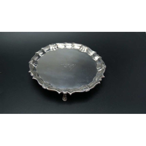 15 - Robert Abercromby, a George II silver card tray, London 1744, 250g