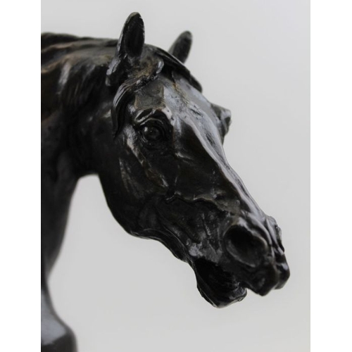 176 - A 20th century bronze effect, statue of a horse, in the French Animalia, 32cm high