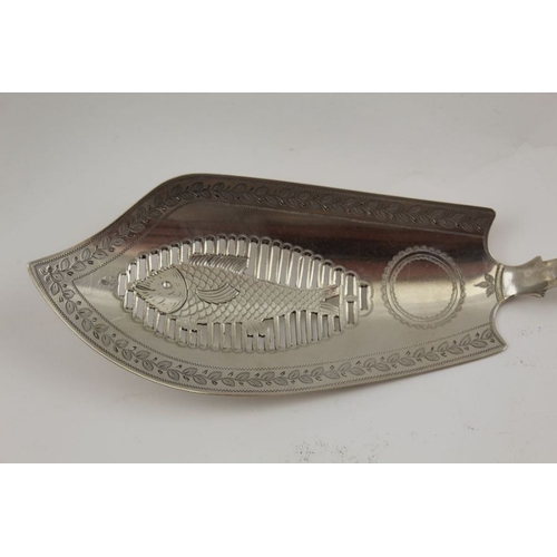 25 - Thomas Freeth, a George III silver fish slice, London 1815, 144g