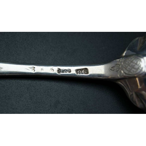 53 - Ebenezer Coker, a set of six George II berry spoons, Victorian embossed,  London 1746, 420g