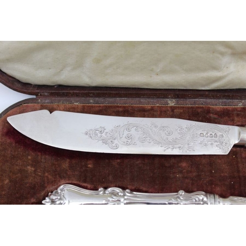 85 - Francis Clark, a cased set of silver fish knife and fork servers, Birmingham 1848