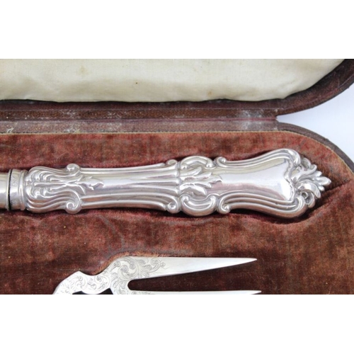 85 - Francis Clark, a cased set of silver fish knife and fork servers, Birmingham 1848