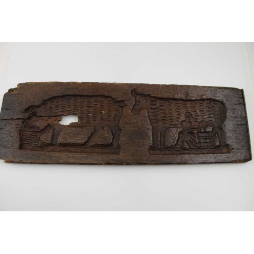 151 - An 18th century Dutch oak gingerbread board, 47cm x 15cm