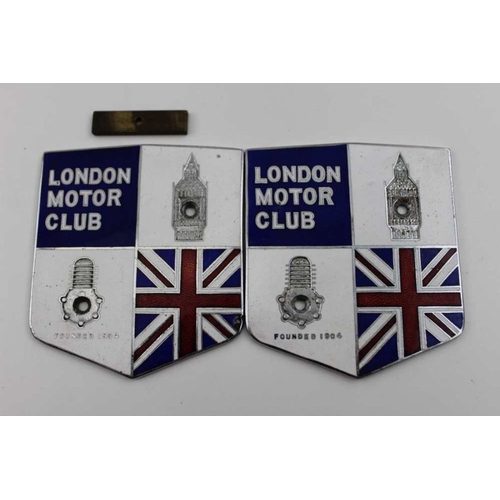 176 - Two original London Motor Club chrome & enamel car badges, this club was founded in 1904, one of the... 