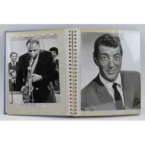 181 - An album of black & white, and colour photographs of Celebrities, includes Frank Sinatra, Judy Garla... 