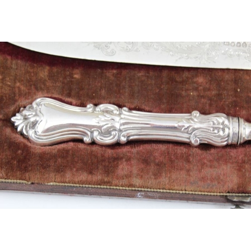 20 - Francis Clark, a cased set of silver fish knife and fork servers, Birmingham 1848