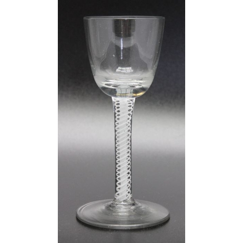 210 - A 18th century opaque twist wine glass circa 1770, an 18th century plain stem wine glass circa 1750 ... 