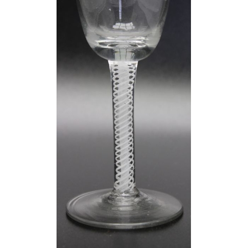 210 - A 18th century opaque twist wine glass circa 1770, an 18th century plain stem wine glass circa 1750 ... 