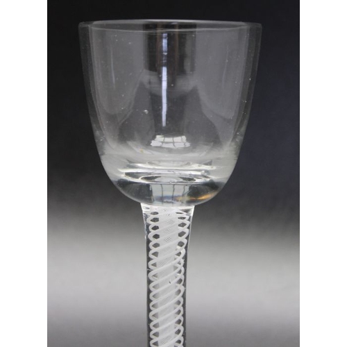 210 - A 18th century opaque twist wine glass circa 1770, an 18th century plain stem wine glass circa 1750 ... 