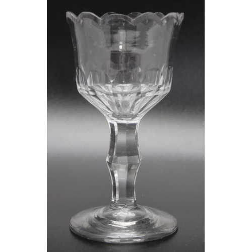 216 - An 18th century sweetmeat dish glass, polished pontil circa 1790, a 19th century plain stem glass, f... 