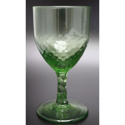 218 - A selection of three Green tinted glasses to include a large 19th century Bohemian rummer circa 1880... 