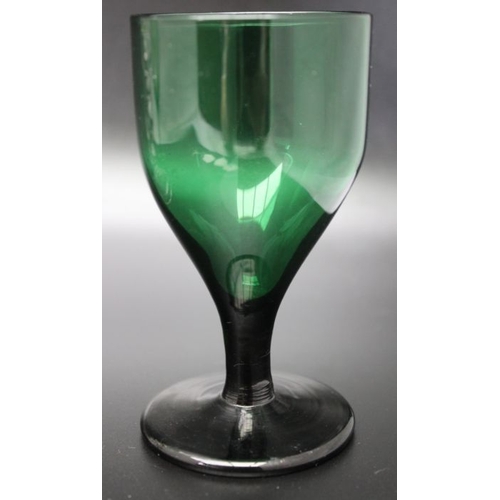 218 - A selection of three Green tinted glasses to include a large 19th century Bohemian rummer circa 1880... 