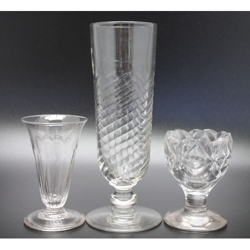 221 - A collection of three glasses to include a Georgian wrythen patterned Ale glass circa 1810, with a G... 