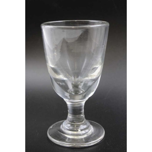 223 - A trio of glass to include 18th century plain stem glass, circa 1750 with a Victorian opaque twist c... 