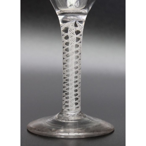 225 - An 18th century opaque twist glass with engraved cordial circa 1770, a large 18th century opaque twi... 