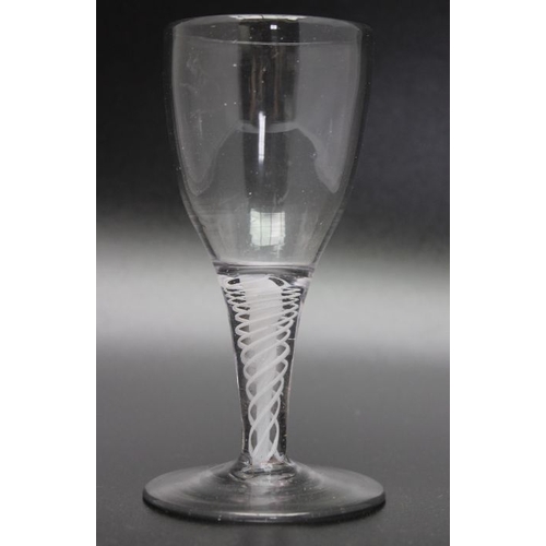 229 - An 18th century Continental opaque twist glass circa 1765, an 18th century opaque twist stem cordial... 