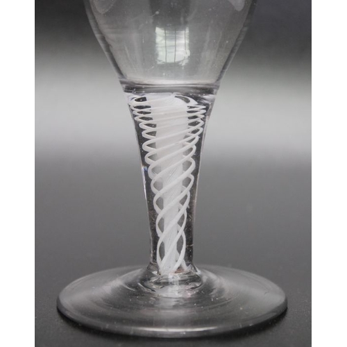 229 - An 18th century Continental opaque twist glass circa 1765, an 18th century opaque twist stem cordial... 